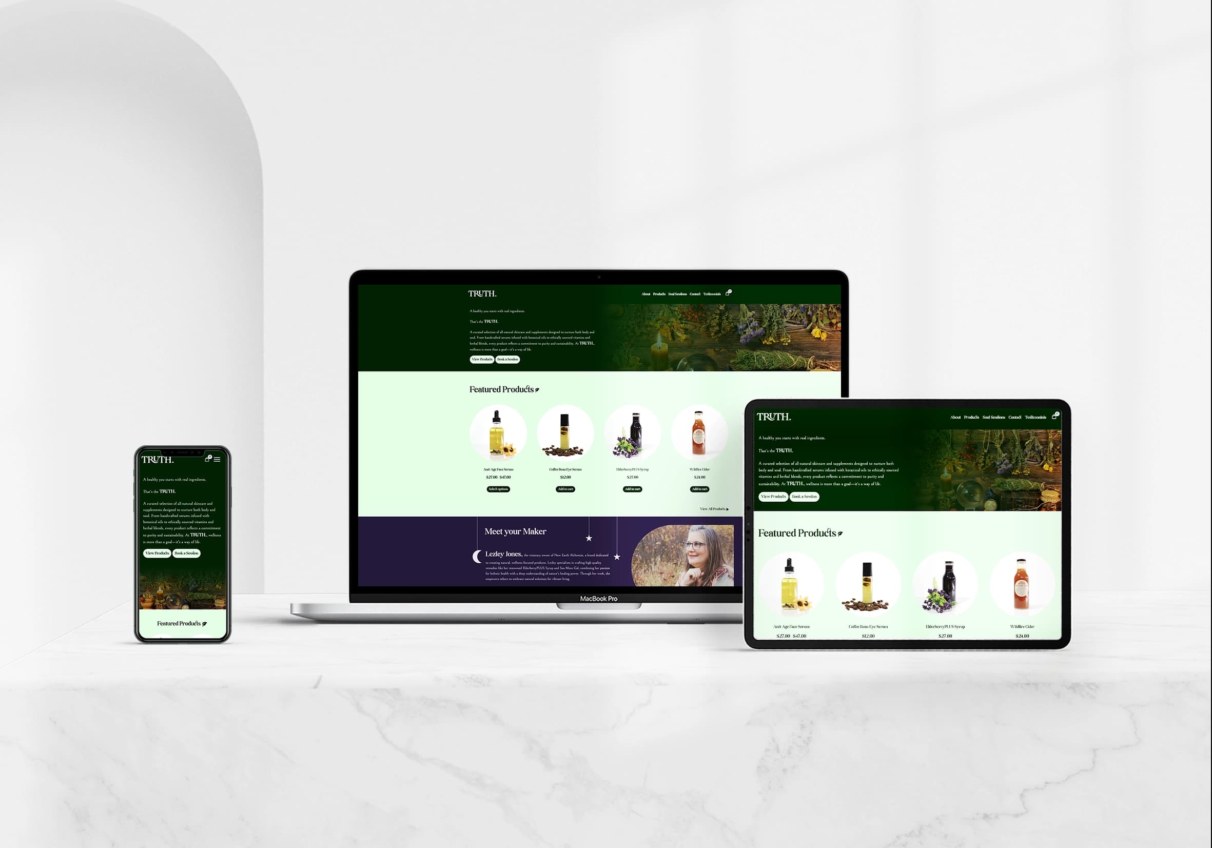 Multi-device mockup for TRUTH.