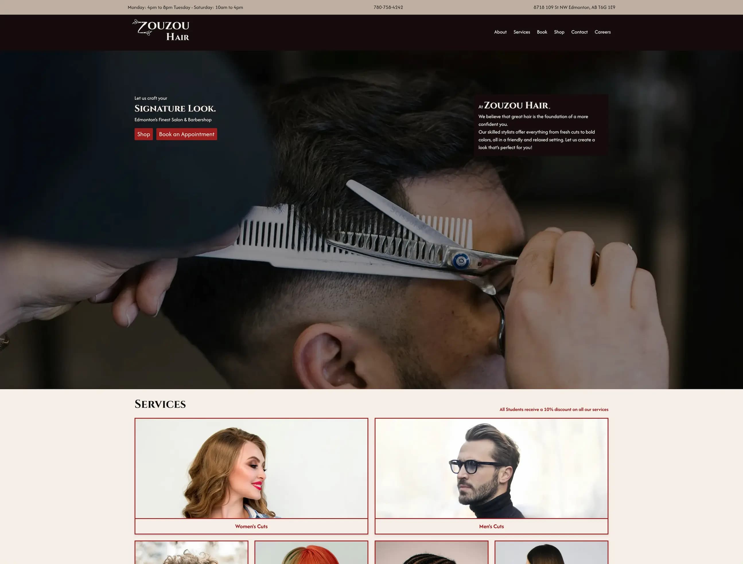 Zouzou Hair website screenshot